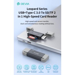 Lettore di schede SD/TF 2 in 1 ad alta velocità USB+TypeC 3.0 5Gpbs serie Leopar