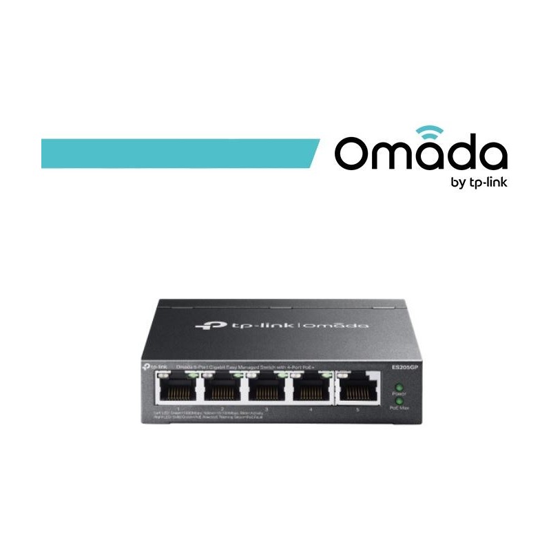 Omada Switch Easy Managed 5 porte Gigabit con 4 porte PoE+ - ES205GP