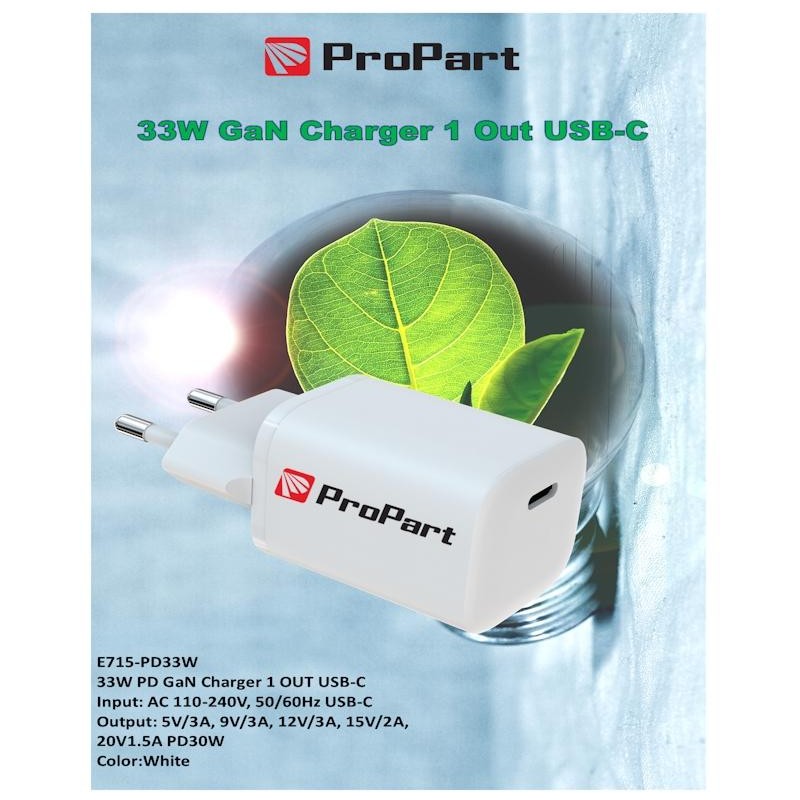 Carica Batteria PD GaN Charger 33W 1 Output USB-C