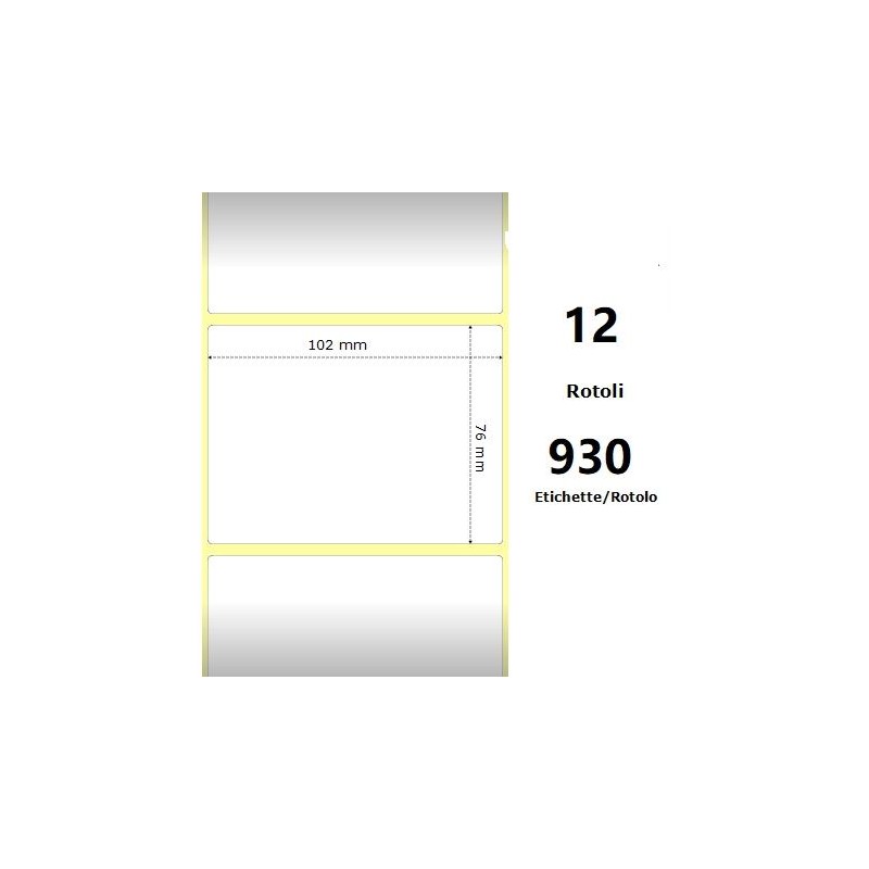 White 102x76mm, 930 Et/Rotolo Z-2000D 4x3x1 Core, 12 Rolls