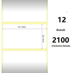 White 57x32mm, 2100Et/Rotolo Z-2000D,2.2x1.3x1Core,12 Rolls