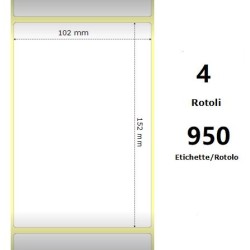 White 102x152mm,950 Et/Rotolo Z-2000D, 4x6x3 Core, 4 Rolls