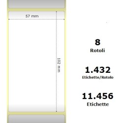 White 57x102mm, 1432 Et/Rotolo Z-2000D,2.2x4x3 Core, 8 Rolls