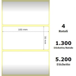 White 100x50mm,1300 Et/Rotolo Z-2000D,3.9x2x1 Core, 4 Rolls