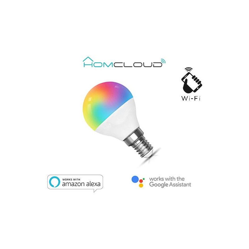 Lampadina Wi-Fi + Bluetooth RGB+Bianco caldo E14 G45 dimm