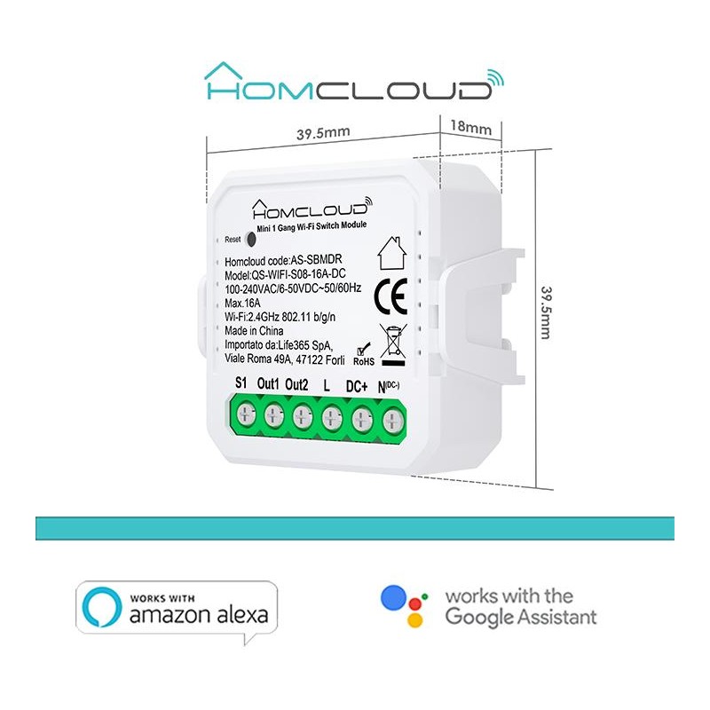 Modulo Interruttore/Pulsante Mini AC/DC Wi-Fi