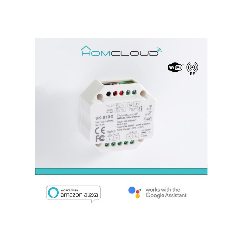 Modulo Smart Dimmer 220V AC Triac 1CHx1.5A Wi-Fi+RF 2.4G