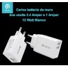 Carica Batterie 2 Uscite 2.4 Amper e 1 Amper 12 Watt Bianco