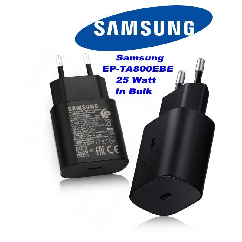 Caricatore EP-TA800EBE Samsung USB-C 25 Watt Nero in Bulk