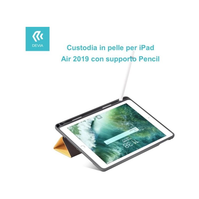 Custodia in pelle per iPad Air 2019 con supporto Pencil Blu