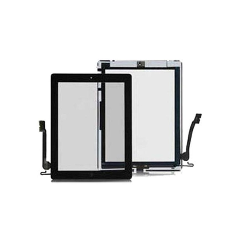 Touch Panel con Pulsante e adesivo per iPad 4 Nero AAA+