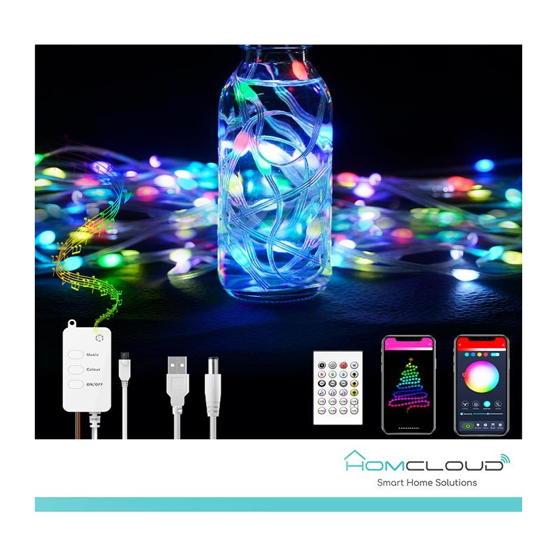 Corda in PVC di luci Decorative Smart a filamento Wi-Fi + Bluetooth 10M IP65