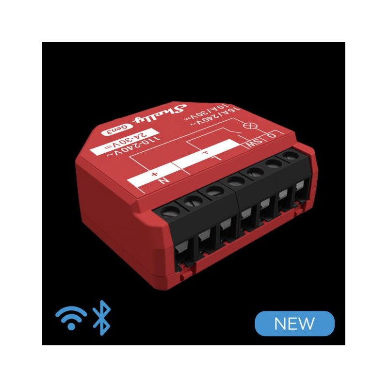 Shelly 1PM Gen 3 - Smart Relay 16A  AC/DC WiFi/BT PM