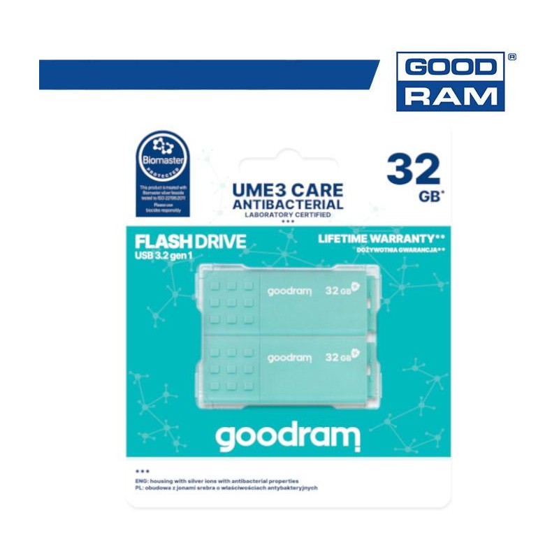 Pendrive GoodRAM 32GB UME3 CARE - ANTIBATTERICA - USB 3.0 - 2-pack