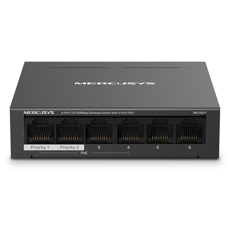 Switch Desktop 6 Porte 10/100Mbps con 4 Porte PoE+