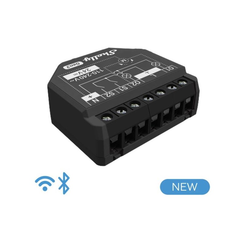 Shelly Plus 2PM Gen 3 - Smart Relay Tapparelle 16A AC/DC WiFi + PM