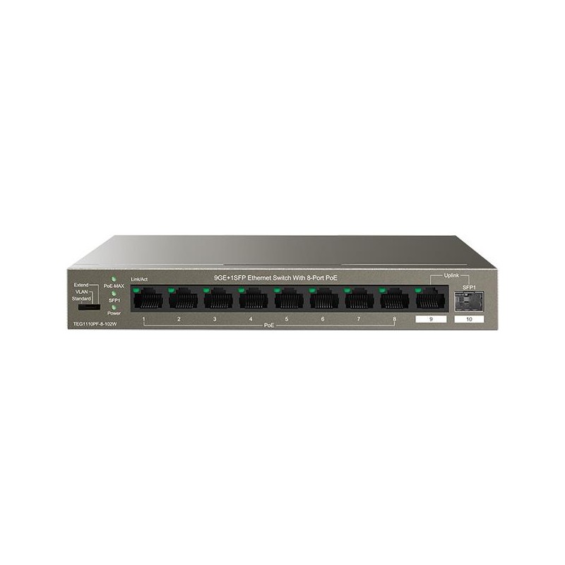 Switch Ethernet 9 porte GE+1SFP con 8-Port PoE 102w